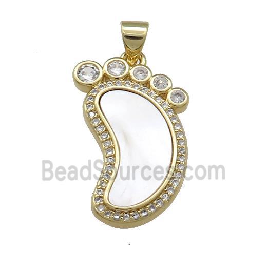 Copper Barefoot Pendant Pave Shell Zircon 18K Gold Plated