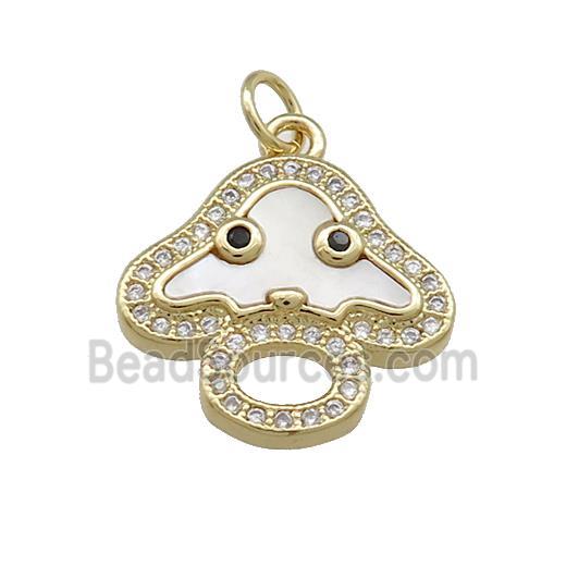 Copper Mushroom Pendant Pave Shell Zircon 18K Gold Plated