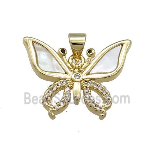 Copper Butterfly Pendant Pave Shell Zircon 18K Gold Plated