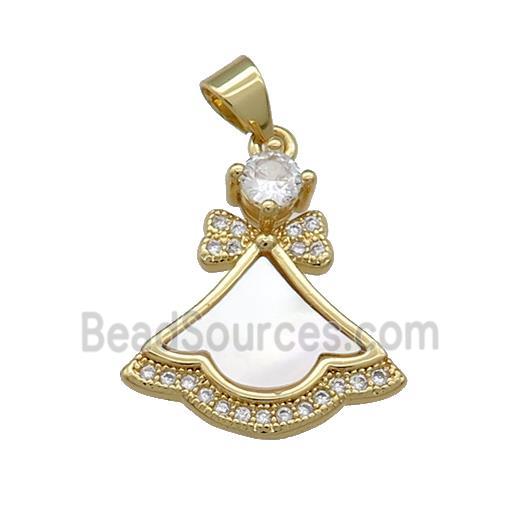 Copper Skirt Pendant Pave Shell Zircon 18K Gold Plated