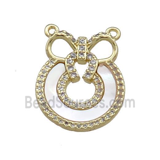 Copper Bear Pendant Pave Shell Zircon 2loops 18K Gold Plated