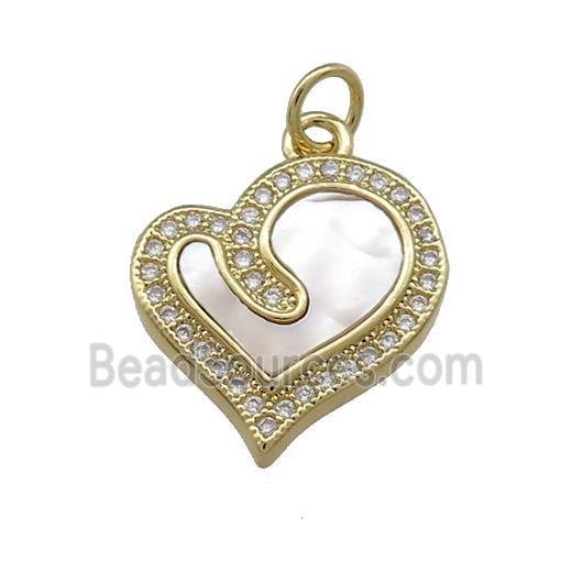 Copper Heart Pendant Pave Shell Zircon 18K Gold Plated