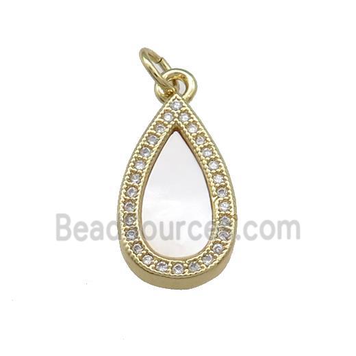 Copper Teardrop Pendant Pave Shell Zircon 18K Gold Plated