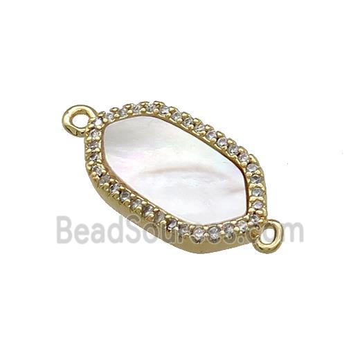 Copper Oval Connector Pave Shell Zircon 18K Gold Plated