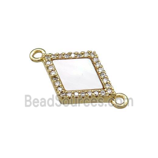 Copper Rhombic Connector Pave Shell Zircon 18K Gold Plated