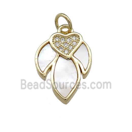 Copper Flower Pendant Pave Shell Zircon 18K Gold Plated