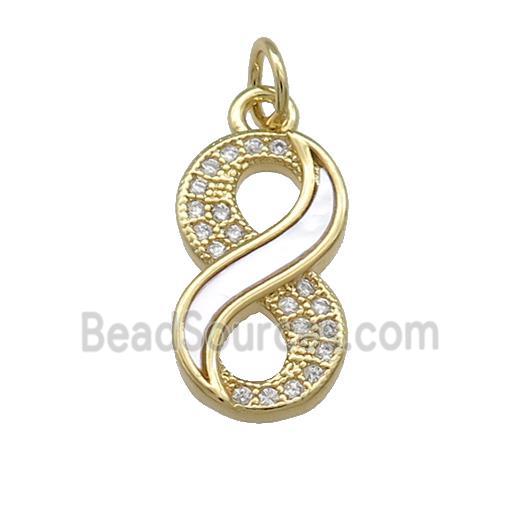 Copper Infinity Pendant Pave Shell Zircon 18K Gold Plated