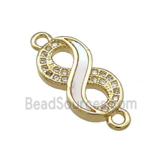 Copper Infinity Connector Pave Shell Zircon 18K Gold Plated