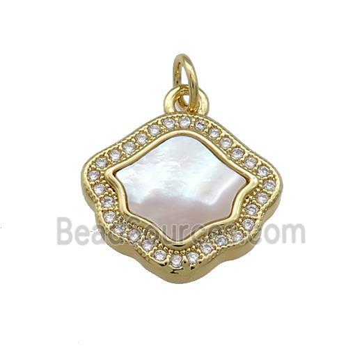 Copper Flower Pendant Pave Shell Zircon 18K Gold Plated