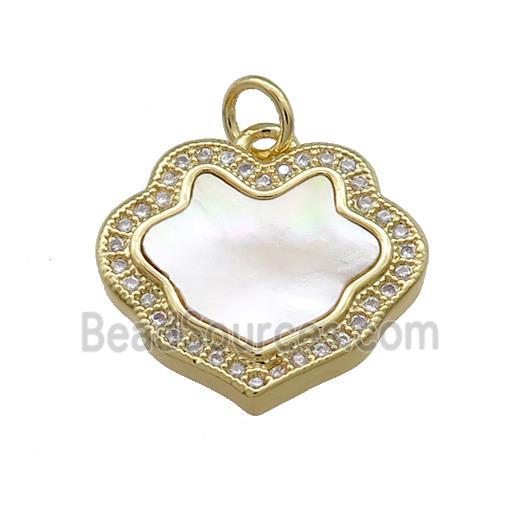 Copper Flower Pendant Pave Shell Zircon 18K Gold Plated