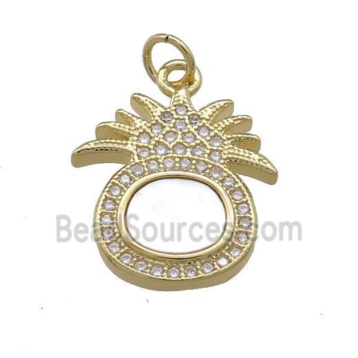 Copper Pineapple Pendant Pave Shell Zircon 18K Gold Plated