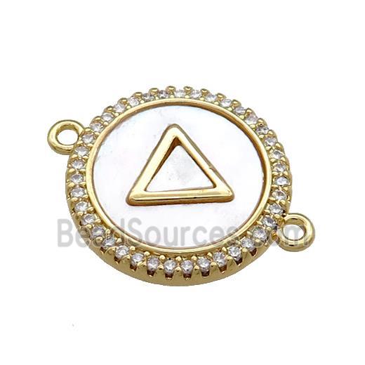 Copper Triangle Pendant Pave Shell Zircon Circle 18K Gold Plated