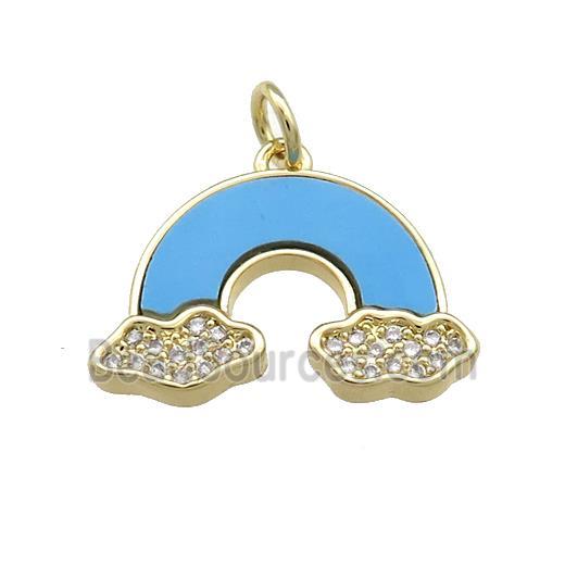 Copper Rainbow Pendant Pave Blue Shell Zircon 18K Gold Plated