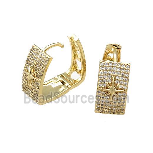 Copper Latchback Earrings Pave Zircon Gold Plated