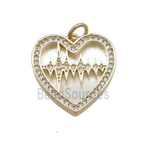 Copper Heart Pendant Pave Shell Zircon Gold Plated