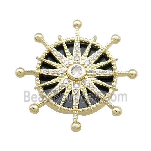 Copper Sun Pendant Pave Agate Zircon Gold Plated