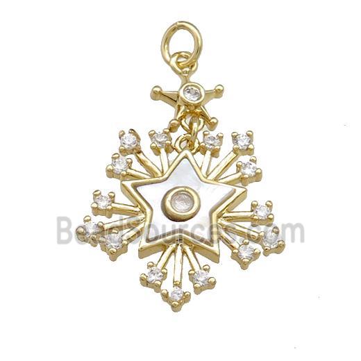 Copper Star Pendant Pave Shell Zircon Gold Plated