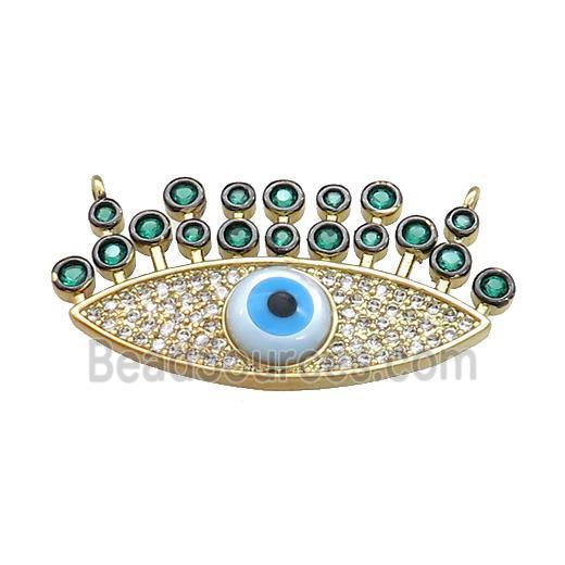 Evil Eye Charms Copper Pendant Pave Zircon 2loops Gold Plated