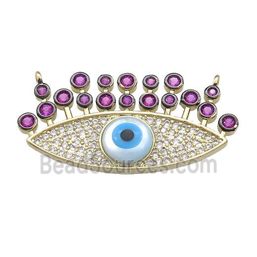 Evil Eye Charms Copper Pendant Pave Zircon 2loops Gold Plated