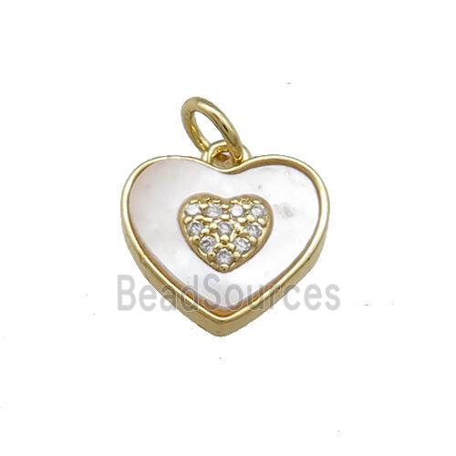 Copper Heart Pendant Pave Shell Zircon Gold Plated