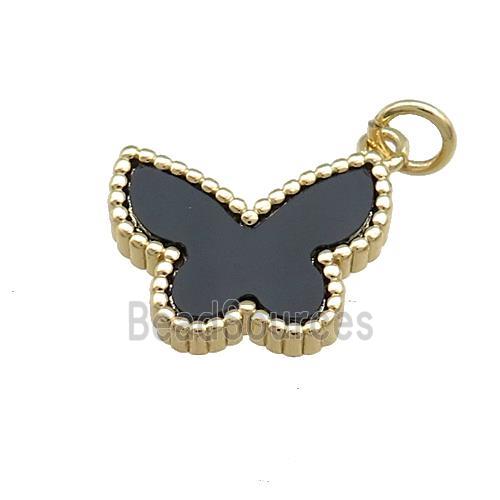 Copper Butterfly Pendant Pave Onyx Gold Plated