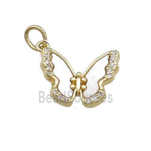 Copper Butterfly Pendant Pave Shell Zircon Gold Plated