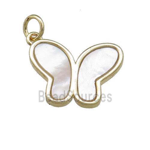 Copper Butterfly Pendant Pave Shell Gold Plated