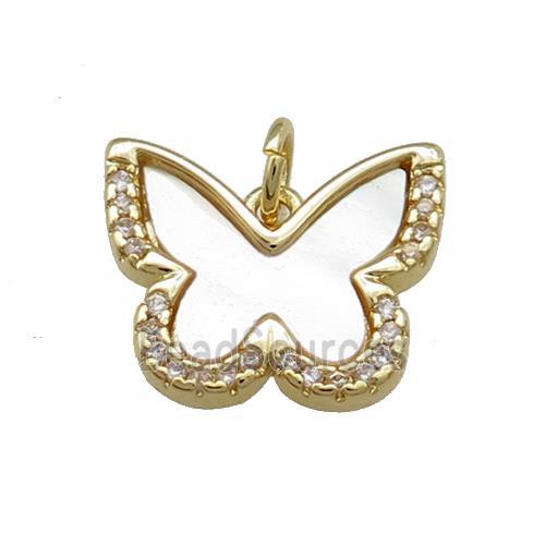 Copper Butterfly Pendant Pave Shell Zircon Gold Plated