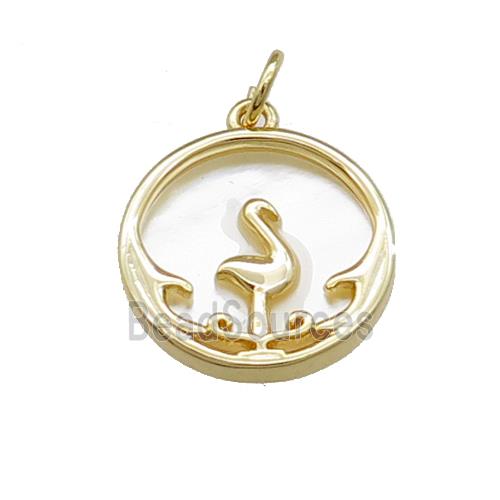 Crame Charms Copper Circle Pendant Pave Shell Zircon Gold Plated