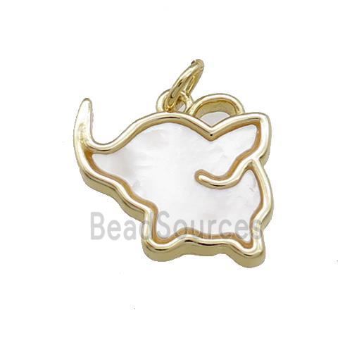 Elephant Charms Copper Pendant Pave Shell Gold Plated