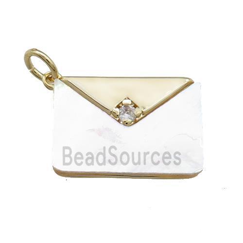 Envelop Charms Copper Pendant Pave Shell Zircon Gold Plated