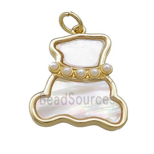 Bear Charms Copper Pendant Pave Shell Zircon Gold Plated