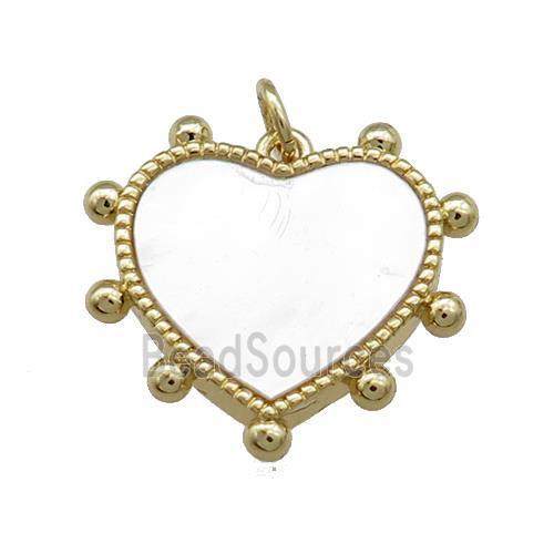 Copper Hear Charms Pendant Pave Shell Gold Plated