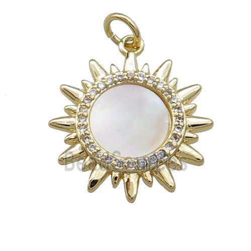 Sun Charms Copper Pendant Pave Shell Zircon Gold Plated