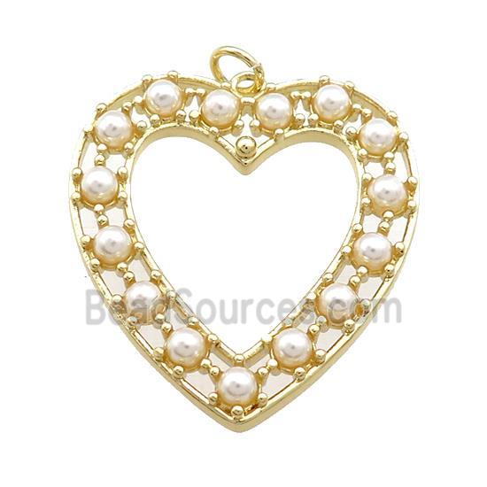 Copper Heart Pendant Pave Pearlized Resin Gold Plated