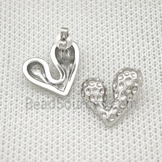 Copper Heart Stud Earrings Platinum Plated