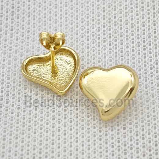 Copper Heart Stud Earrings Gold Plated