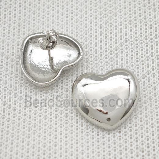 Copper Heart Stud Earrings Platinum Plated