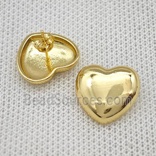 Copper Heart Stud Earrings Gold Plated