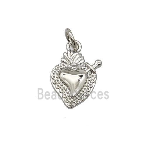 Sacred Heart Charms Copper Pendant Platinum Plated