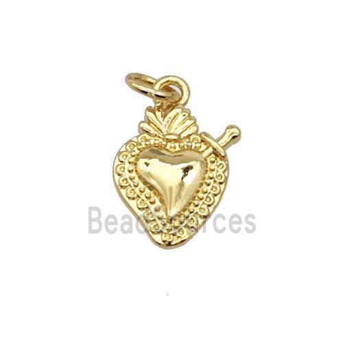 Sacred Heart Charms Copper Pendant Gold Plated