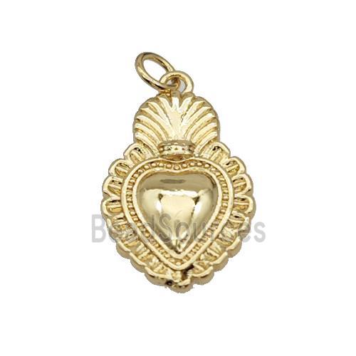 Sacred Heart Charms Copper Pendant Gold Plated