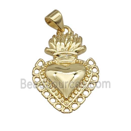 Sacred Heart Charms Copper Pendant Gold Plated