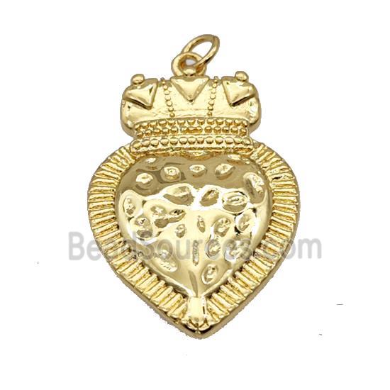 Copper Heart Pendant Crown Gold Plated