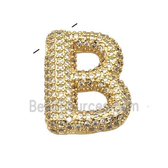 Copper Pendant Micro Pave Zirconia Letter-B Gold Plated