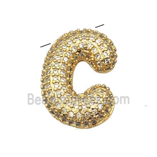 Copper Pendant Pave Zircon Letter-C Gold Plated