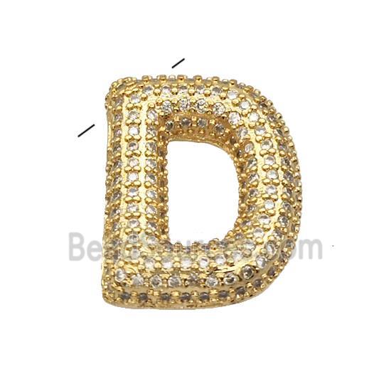 Copper Pendant Pave Zircon Letter-D Gold Plated