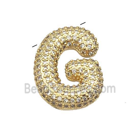 Copper Pendant Pave Zircon Letter-G Gold Plated