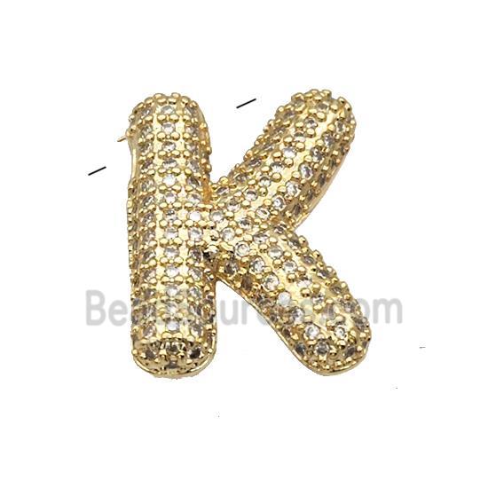 Copper Pendant Pave Zircon Letter-K Gold Plated