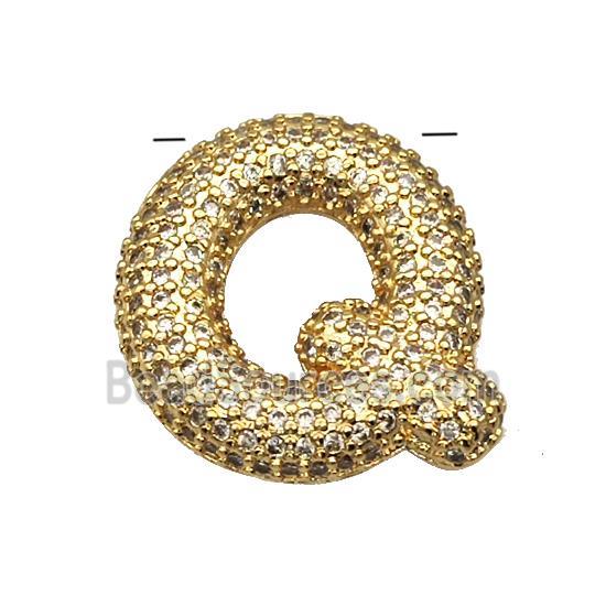 Copper Pendant Pave Zircon Letter-Q Gold Plated